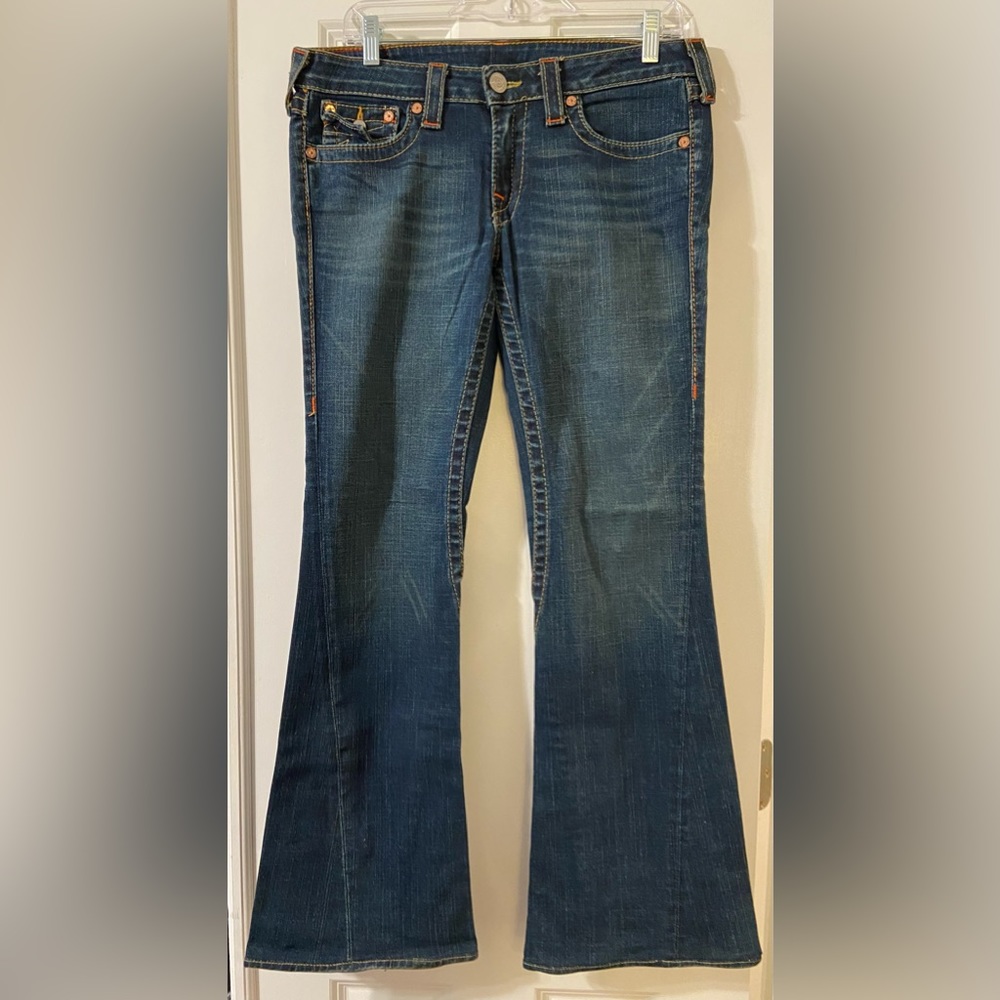 True Religion Lowrise Flare Dark Wash Joey Jeans - 30